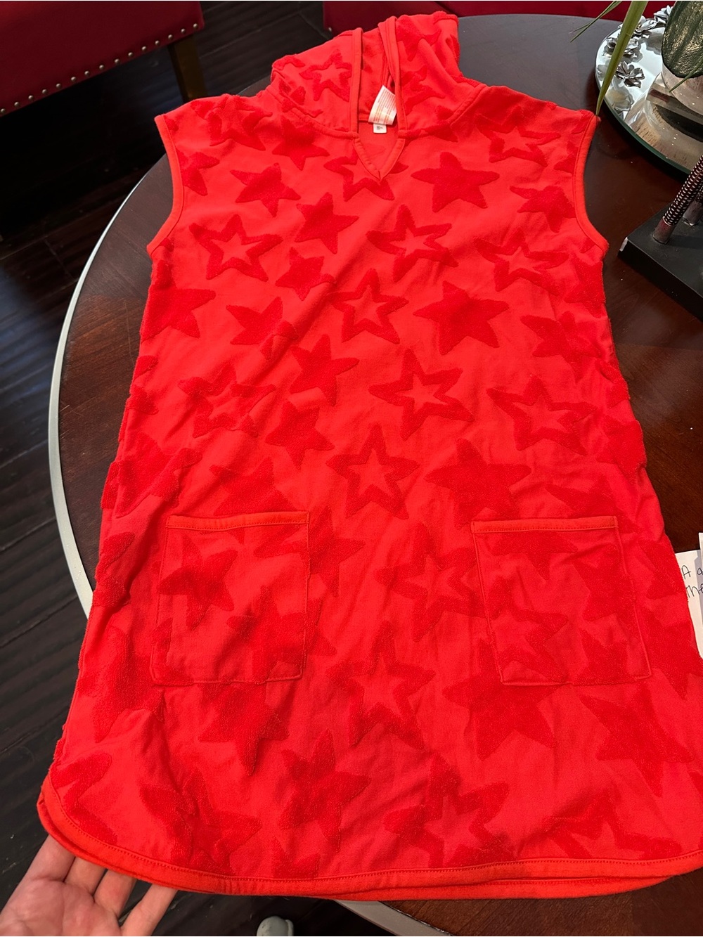 Cat & Jack Red Star Hooded Tunic Swim Coverup